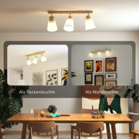 LED Deckenleuchte mit verstellbaren E27 Fassungen aus Holz