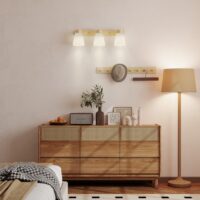 LED Deckenleuchte mit verstellbaren E27 Fassungen aus Holz