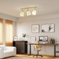 LED Deckenleuchte mit verstellbaren E27 Fassungen aus Holz