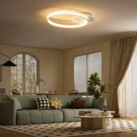 Deckenleuchte rund modern mit zwei Ringen weiss