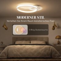 Deckenleuchte rund modern mit zwei Ringen weiss