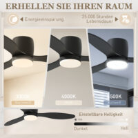 Deckenventilator mit Lampe Fernbedienung und dimmbar schwarz