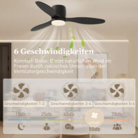 Deckenventilator mit Lampe Fernbedienung und dimmbar schwarz