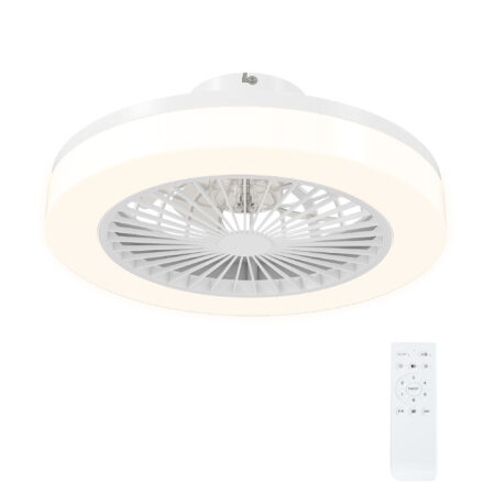 Deckenventilator mit LED-Beleuchtung und Fernbedienung 6 Stufen weiss