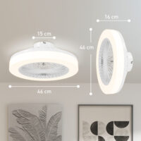 Deckenventilator mit LED-Beleuchtung und Fernbedienung 6 Stufen weiss