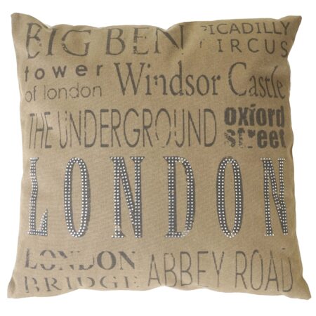 Deko-Kissen London Sofakissen Zierkissen mit Füllung Glitzersteine 45x45cm braun