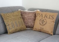 Deko-Kissen London Sofakissen Zierkissen mit Füllung Glitzersteine 45x45cm braun