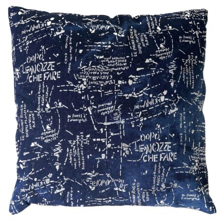 Deko-Kissen Schrift Sofakissen Zierkissen mit Füllung Glanz-Effekt 45x45cm blau