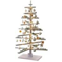 Deko-Weihnachtsbaum 3D-Christbaum Weihnachtsdeko Shabby-Look 130x82x82cm weiss