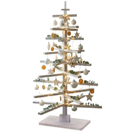 Deko-Weihnachtsbaum 3D-Christbaum Weihnachtsdeko Shabby-Look 130x82x82cm weiss