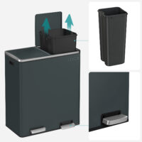 Doppel-Mülleimer Abfalleimer Absenkautomatik 60L Rauchgrau
