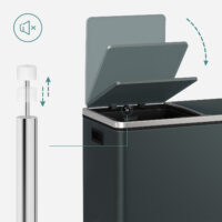 Doppel-Mülleimer Abfalleimer Absenkautomatik 60L Rauchgrau