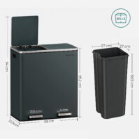 Doppel-Mülleimer Abfalleimer Absenkautomatik 60L Rauchgrau