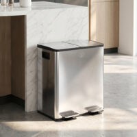 Doppelmülleimer mit Pedal für Küche 2x20L Edelstahl