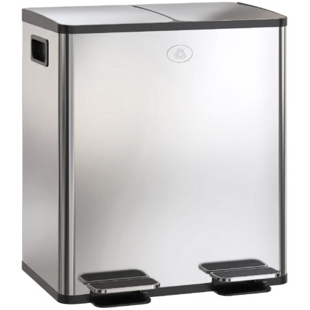 Doppelmülleimer mit Pedal für Küche 2x20L Edelstahl