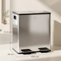 Doppelmülleimer mit Pedal für Küche 2x20L Edelstahl