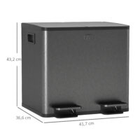 Doppelmülleimer mit Pedal 30L Edelstahl schwarz