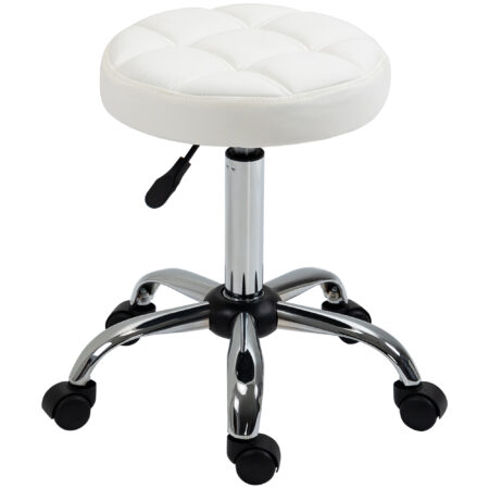 Drehhocker höhenverstellbar Kunstleder weiss