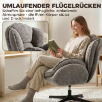 Drehsessel modern mit Armlehnen für Wohnzimmer Samt grau
