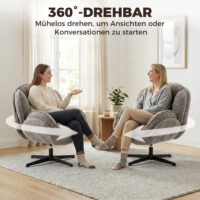 Drehsessel modern mit Armlehnen für Wohnzimmer Samt grau