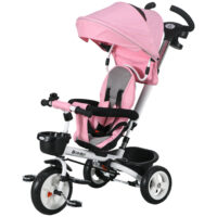 Rosa 2-in-1 faltbares Dreirad mit Sonnendach, ideal für Kinder von 1-5 Jahren. Es ist kompakt verstaubar und perfekt für unterwegs.