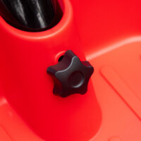 Rotes, höhenverstellbares Dreirad für Kinder von 2-5 Jahren, mit Beckengurt und Korb für zusätzliche Sicherheit und Komfort.