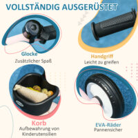 Rosa Dreirad als Kinderfahrzeug mit verstellbarem Sitz, Fahrradkorb und Klingel. Es wächst mit dem Kind mit und ist perfekt für Ausflüge.