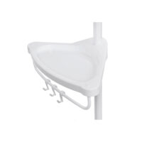 Teleskop-Duschregal für die Ecke mit mehreren Ablageflächen.