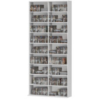 DVD Regal hoch mit 14 Fächern für CDs und Blu-rays weiss