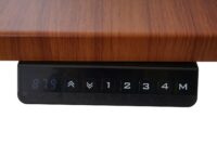 Eck-Schreibtisch elektrisch höhenverstellbar mit Memory Natur-grau