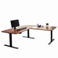 Eck-Schreibtisch elektrisch höhenverstellbar mit Memory Natur-schwarz
