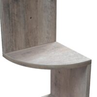 Graues Eckregal mit fünf Stufen, stilvolle und funktionale Ecklösung.