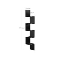 Braunfarbenes Eckregal im Zickzack-Design mit fünf Stufen, einzigartig und dekorativ.