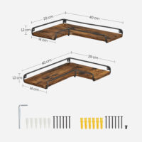 Eckregal Schweberegal Wandregal Holz Braun