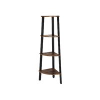 Eckregal Standregal 4 Ebenen Industriestil Holz Braun Schwarz