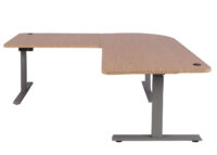 Elektrisch höhenverstellbarer Eckschreibtisch 178x178 cm hellbraun-grau