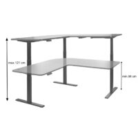 Elektrisch höhenverstellbarer Eckschreibtisch 178x178 cm hellbraun-grau