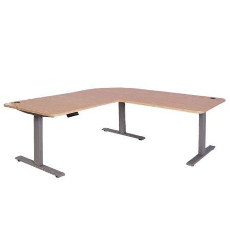 Elektrisch höhenverstellbarer Eckschreibtisch 178x178 cm hellbraun-grau