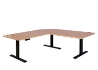 Elektrisch höhenverstellbarer Eckschreibtisch 178x178 cm hellbraun-schwarz