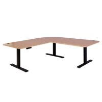 Elektrisch höhenverstellbarer Eckschreibtisch 178x178 cm hellbraun-schwarz
