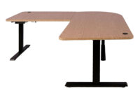 Elektrisch höhenverstellbarer Eckschreibtisch 178x178 cm hellbraun-schwarz