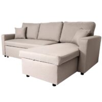 Ecksofa mit Bettkasten Couch Sofa L-Form Liegefläche Nosagfederung 228cm beige