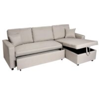 Ecksofa mit Bettkasten Couch Sofa L-Form Liegefläche Nosagfederung 228cm beige