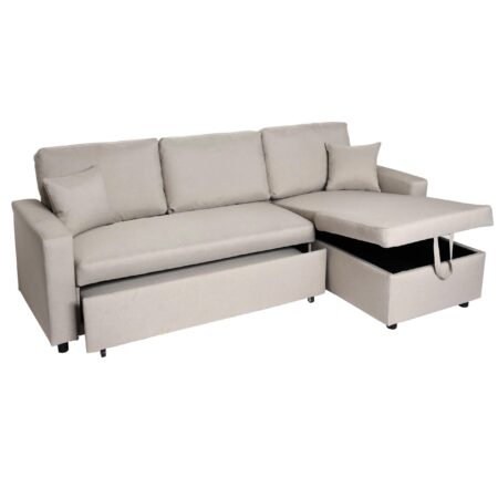Ecksofa mit Bettkasten Couch Sofa L-Form Liegefläche Nosagfederung 228cm beige