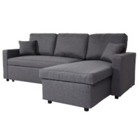 Ecksofa mit Bettkasten Couch Sofa L-Form Liegefläche Nosagfederung 228cm dunkelgrau