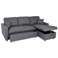 Ecksofa mit Bettkasten Couch Sofa L-Form Liegefläche Nosagfederung 228cm dunkelgrau