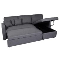 Ecksofa mit Bettkasten Couch Sofa L-Form Liegefläche Nosagfederung 228cm dunkelgrau