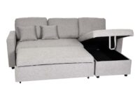Ecksofa mit Bettkasten Couch Sofa L-Form Liegefläche Nosagfederung 228cm grau
