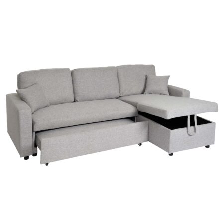 Ecksofa mit Bettkasten Couch Sofa L-Form Liegefläche Nosagfederung 228cm grau