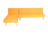 Ecksofa Sofa Klappsofa Liegefläche links/rechts Stoff Massivholz 256cm gelb